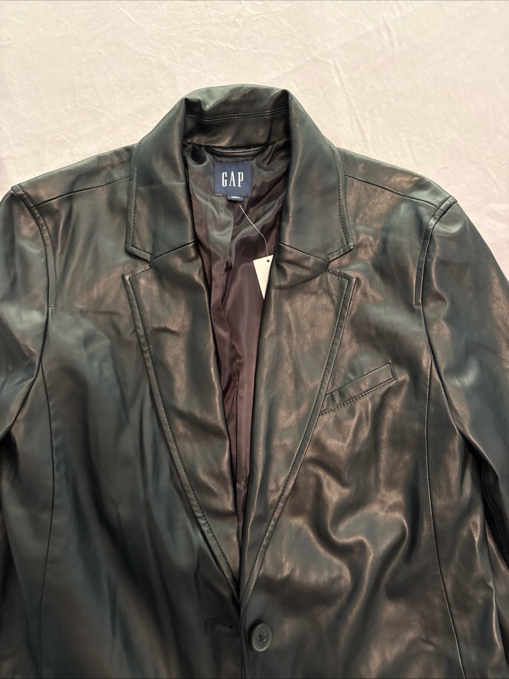 GAP Black Leather Notch Lapel Blazer